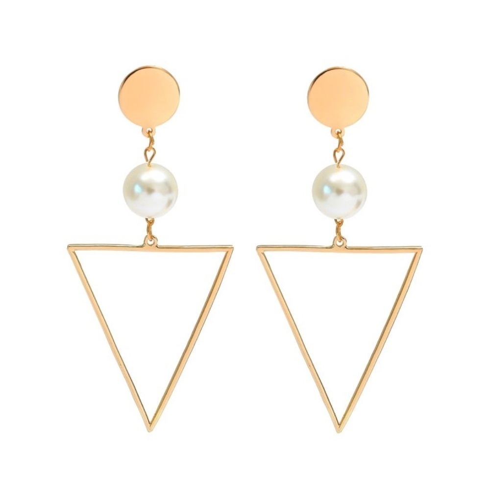 *AQUINA* Pearl x Triangle Fashion Dangle Earrings